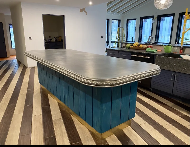 Custom cast zinc countertop by La Bastille