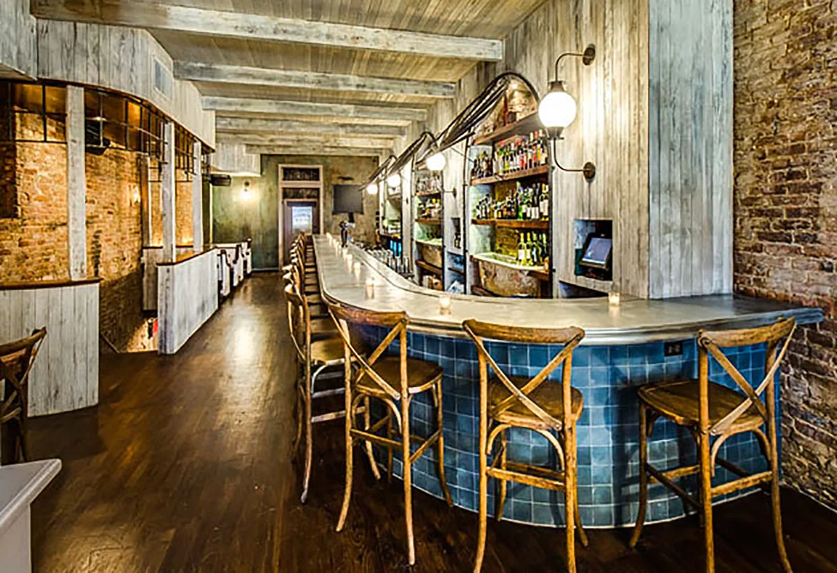 Custom cast zinc bartop by La Bastille