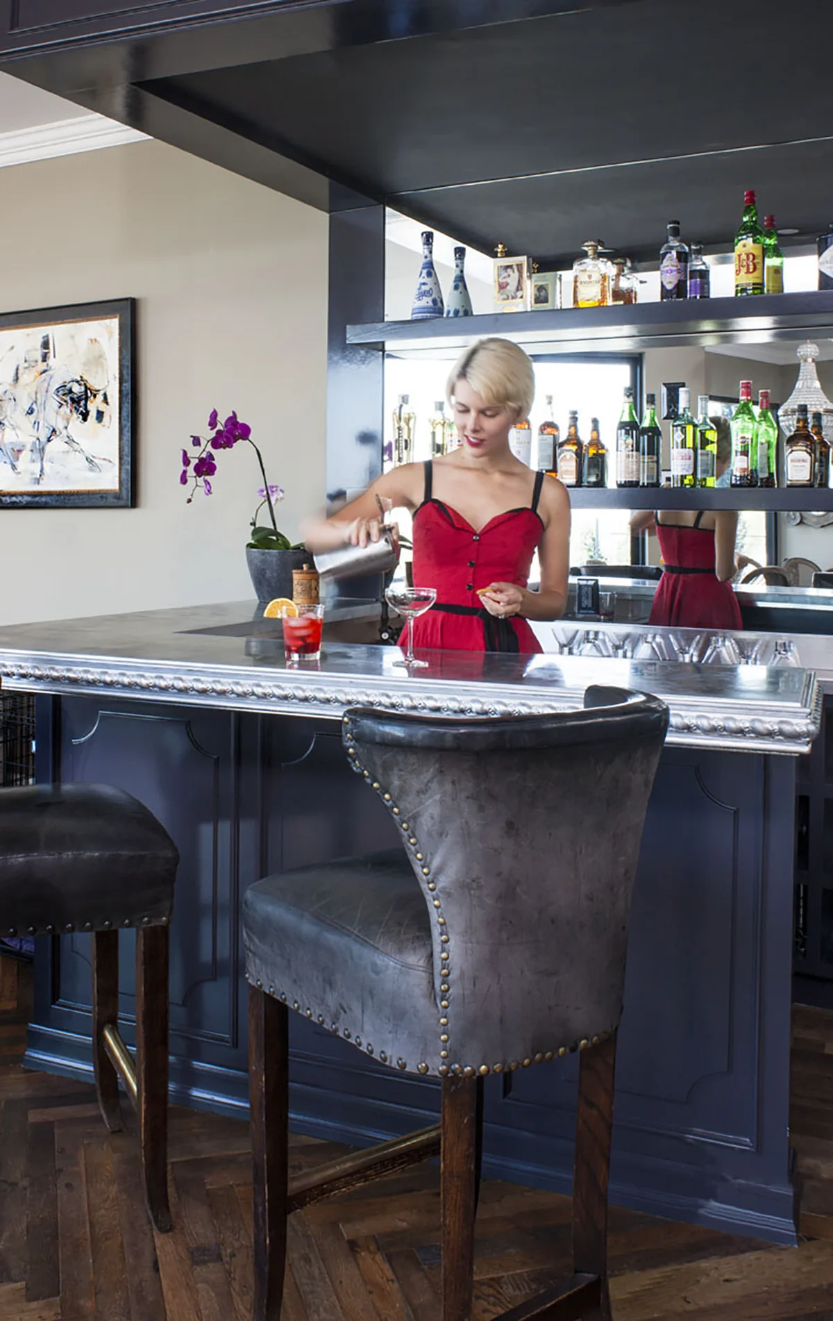 Custom cast pewter countertop by La Bastille