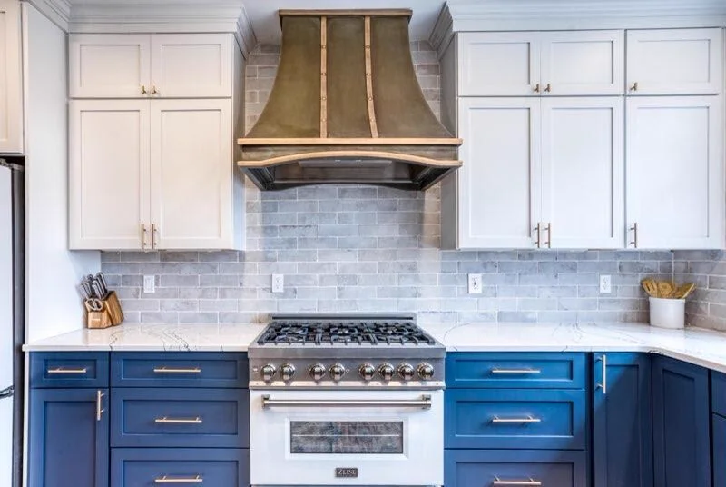Custom cast zinc range hood by La Bastille