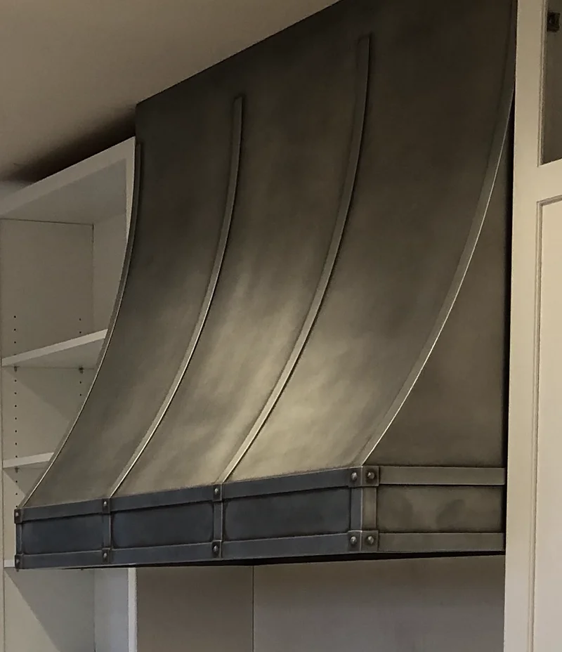 Custom cast zinc range hood by La Bastille