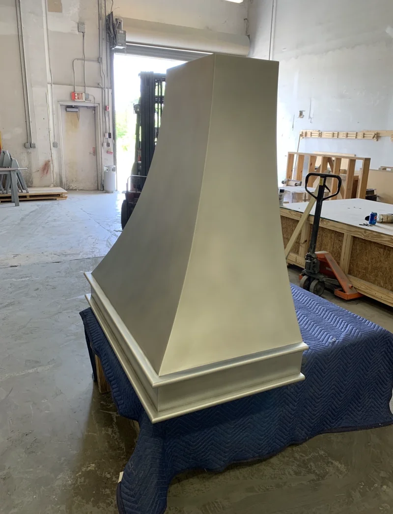 Custom cast zinc range hood by La Bastille