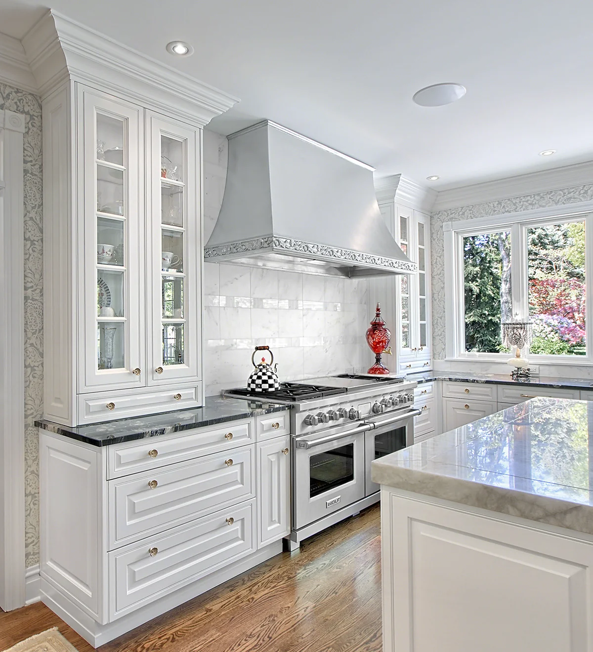 Custom cast zinc range hood by La Bastille
