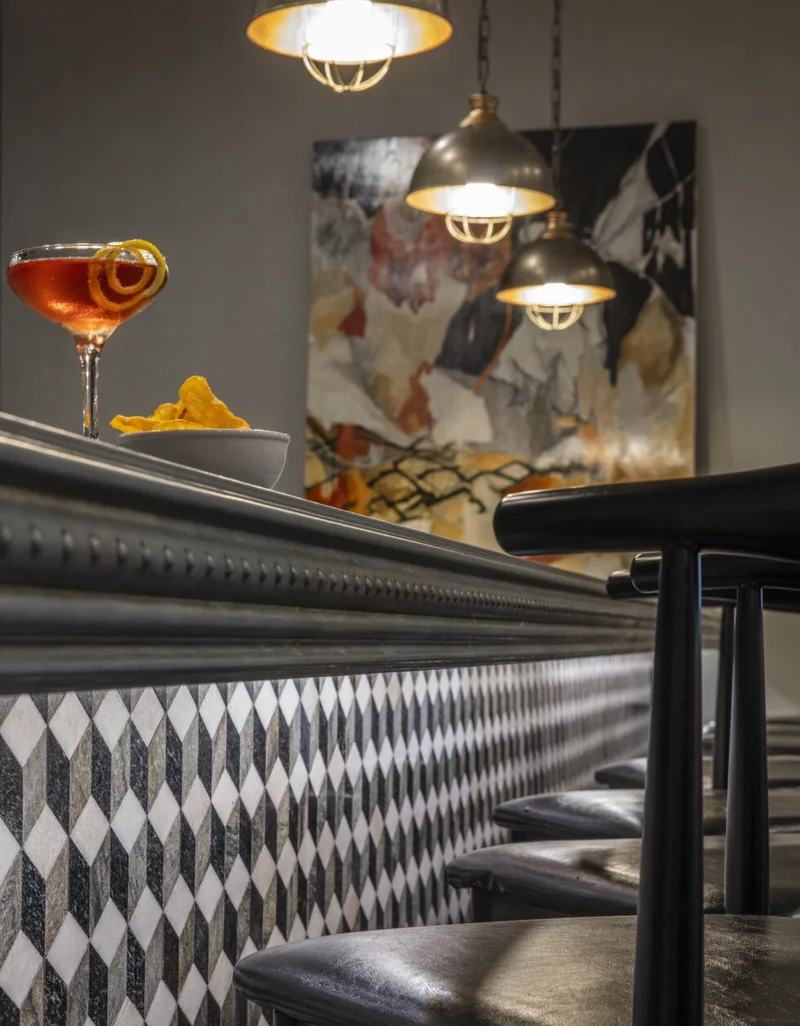 Custom cast zinc bartop by La Bastille