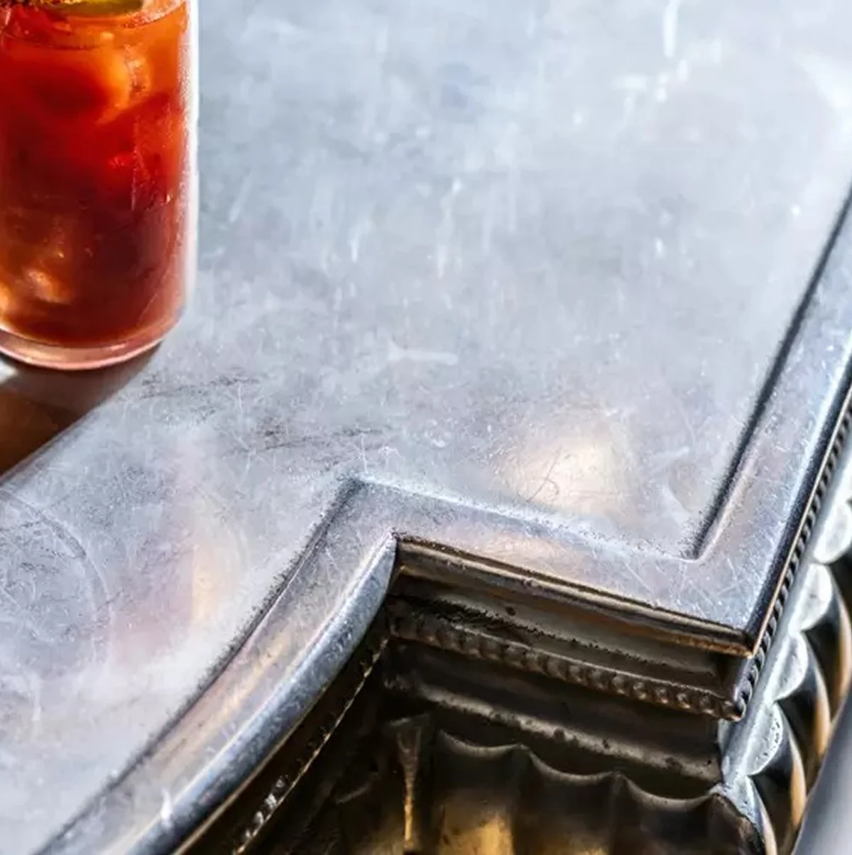 Custom cast zinc bartop by La Bastille