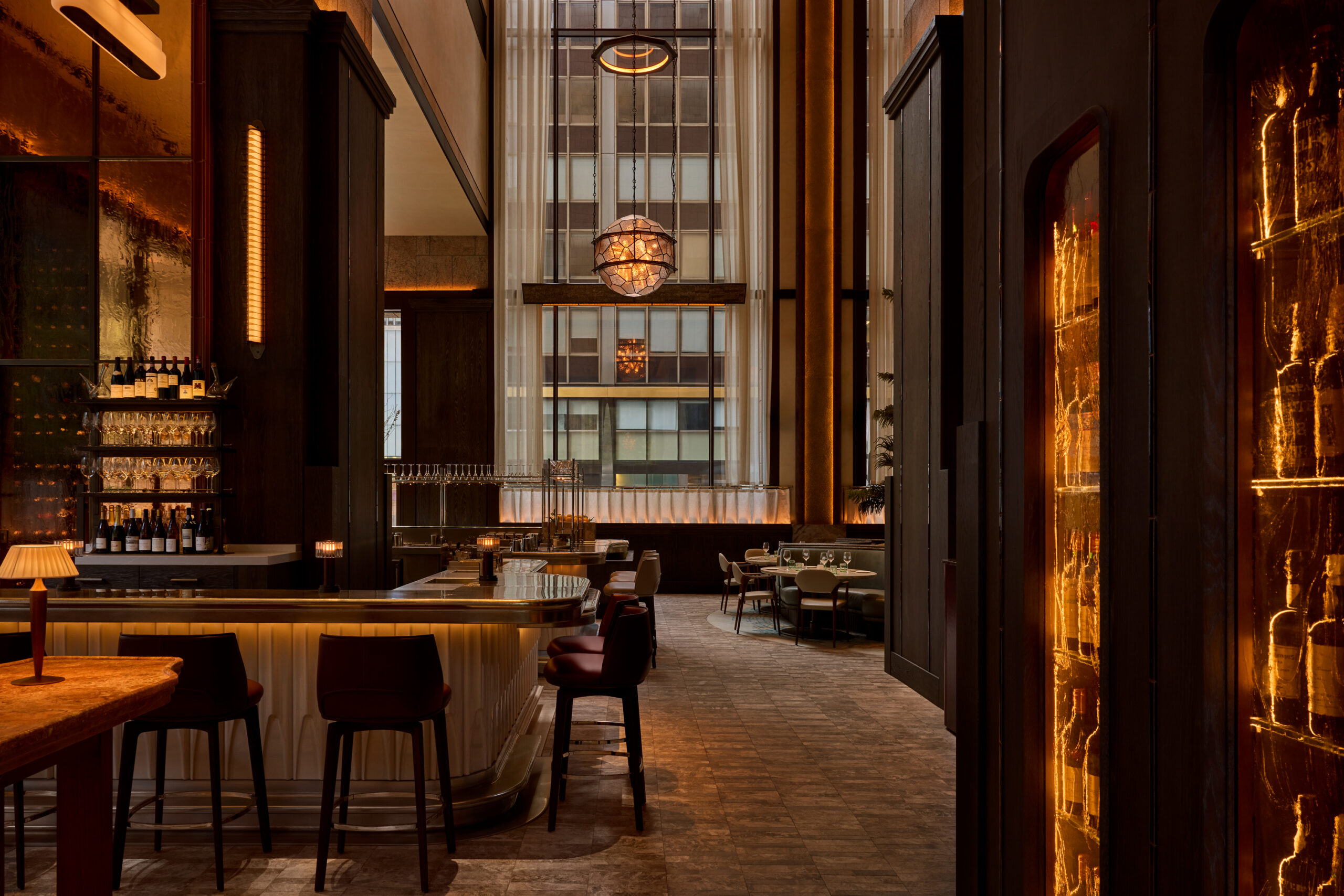 Bar Chimera: Pewter bar top design for sleek New York restaurant
