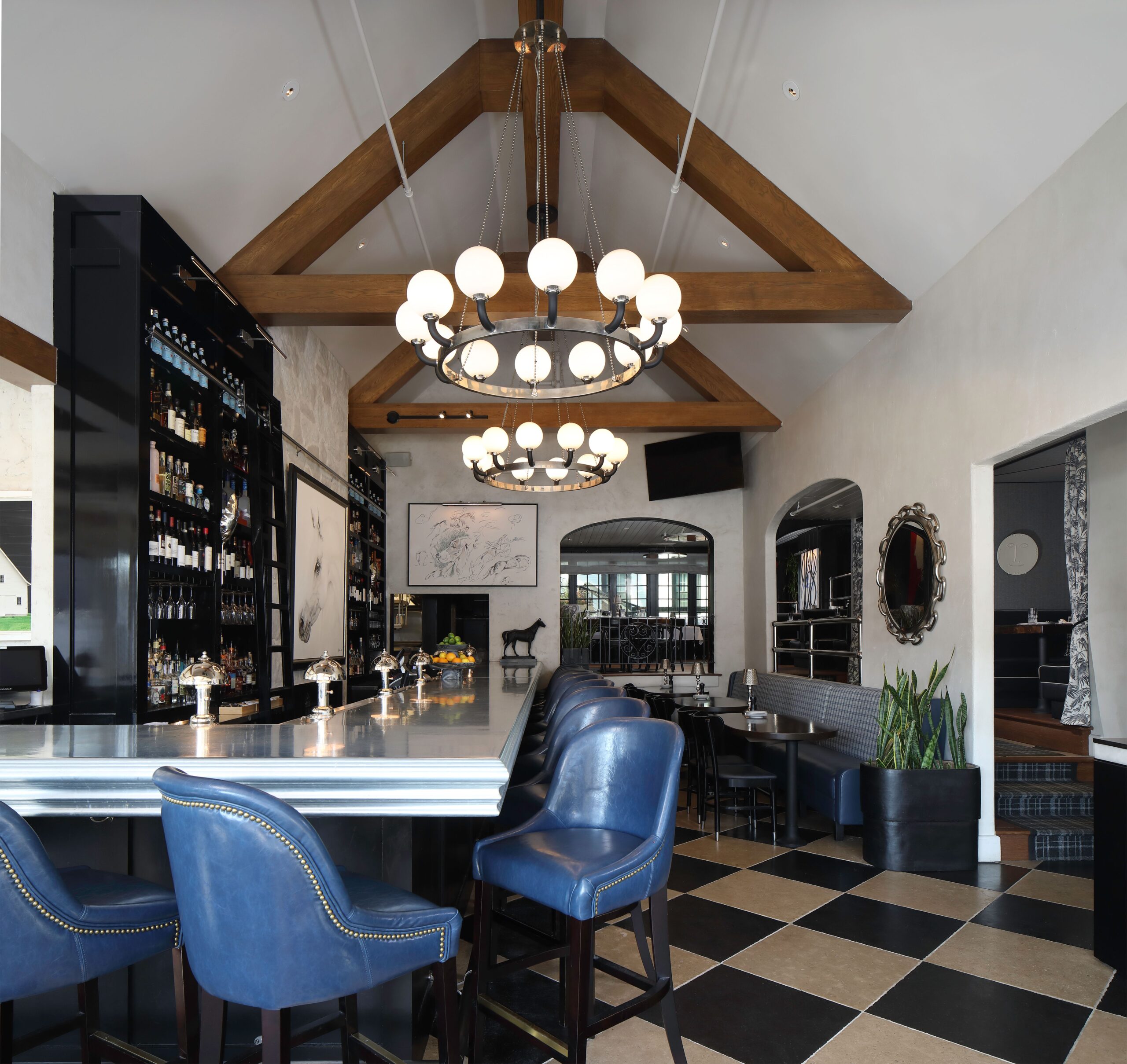 Restaurant Bar featuring a cast metal zinc bar top